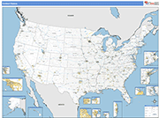 United States Country Wall Map Basic Style